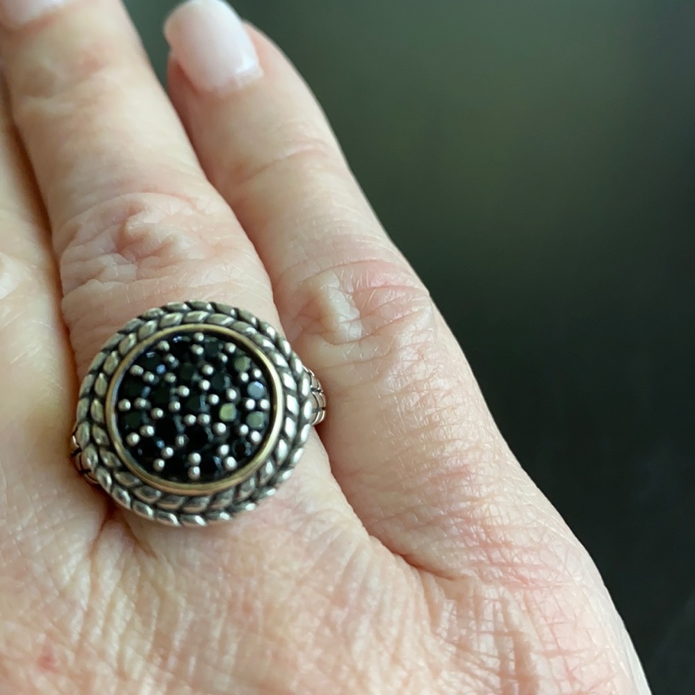 Silver Ring With Black Stones